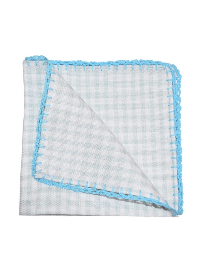 GRECÍA pale mint Gingham check Radici patrimonio 1970 pocket square